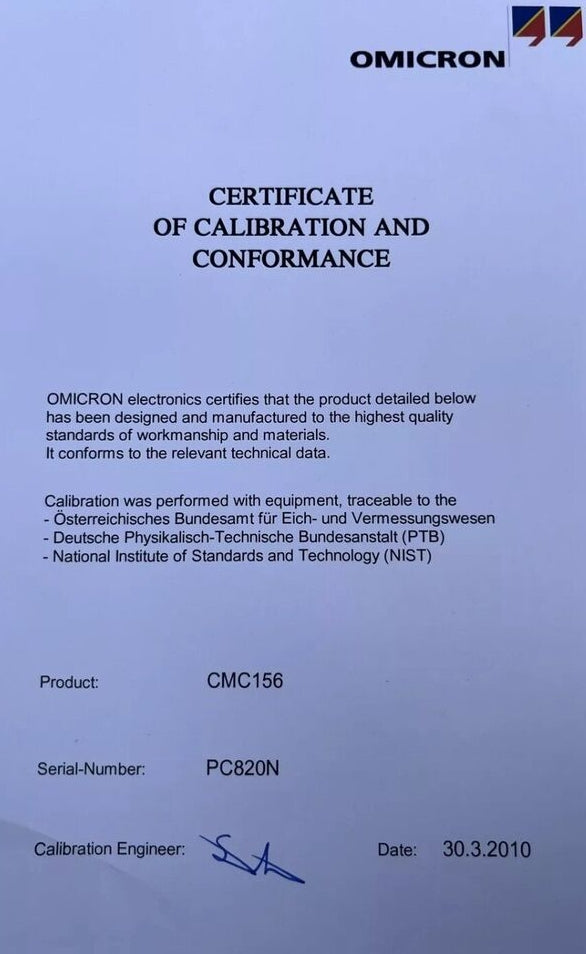 Omicron CMC 156 Phase Current Amplifier Relay Test Set