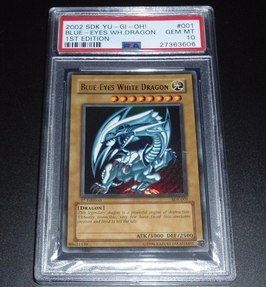 Yugioh Card PSA 10 GEM MINT Blue-Eyes White Dragon SDK-001 1st Edition Ultra